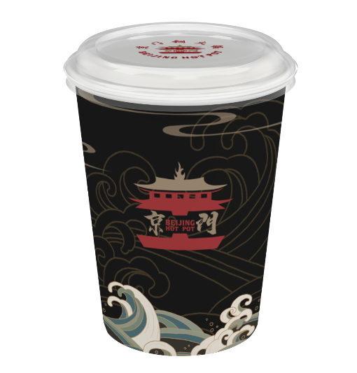 3万个 16oz外卖汤碗+pp汤盖 材质:原浆纸PE淋膜+PP盖(9.7*7.5*10.5cm)