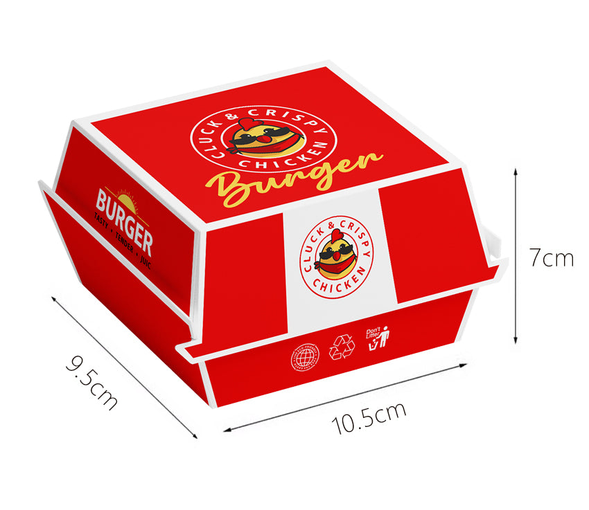 3万个一次性成型汉堡外卖盒定制 225食品卡 10.5*9.5*7cm