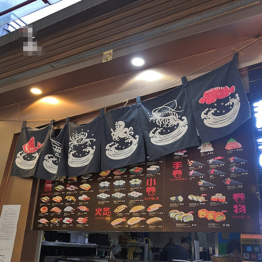 Japanese style horizontal curtain partition curtain - half curtain curtain door curtain, suitable for cooking restaurant kitchen restaurant home bedroom, size 40x210cm