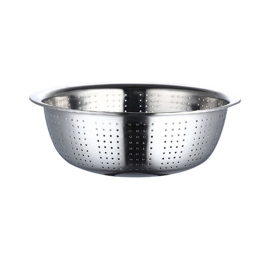 Stainless steel drain basket with fine holes and basin with coarse holes (diameter 38cm)