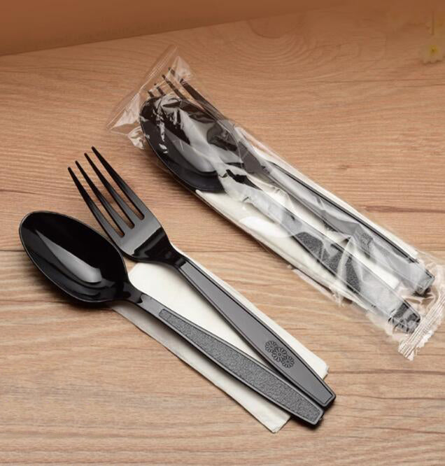 5万个 餐具套装包(7寸黑富贵勺/7寸黑富贵叉/餐巾纸)