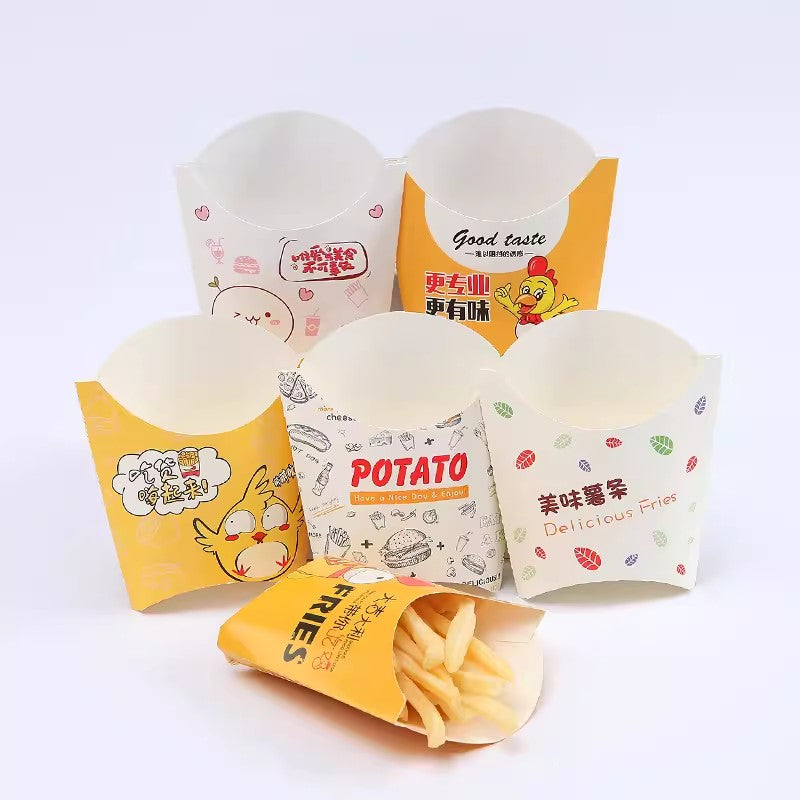 3万个 一次性大薯条盒定制 225食品卡 12.5*8.5*10cm