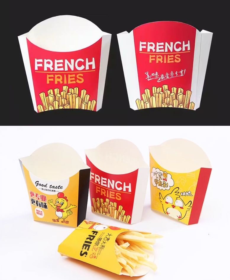 3万个 一次性大薯条盒定制 225食品卡 12.5*8.5*10cm