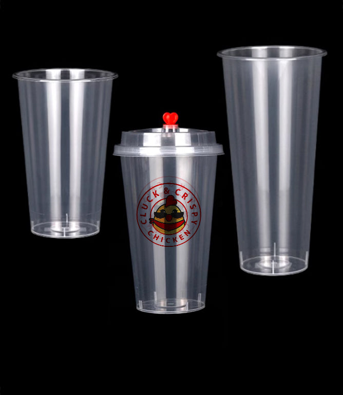 5万个一次性PP吸塑杯 印logo(90口径)500ml 8.9*5.7*13.7cm