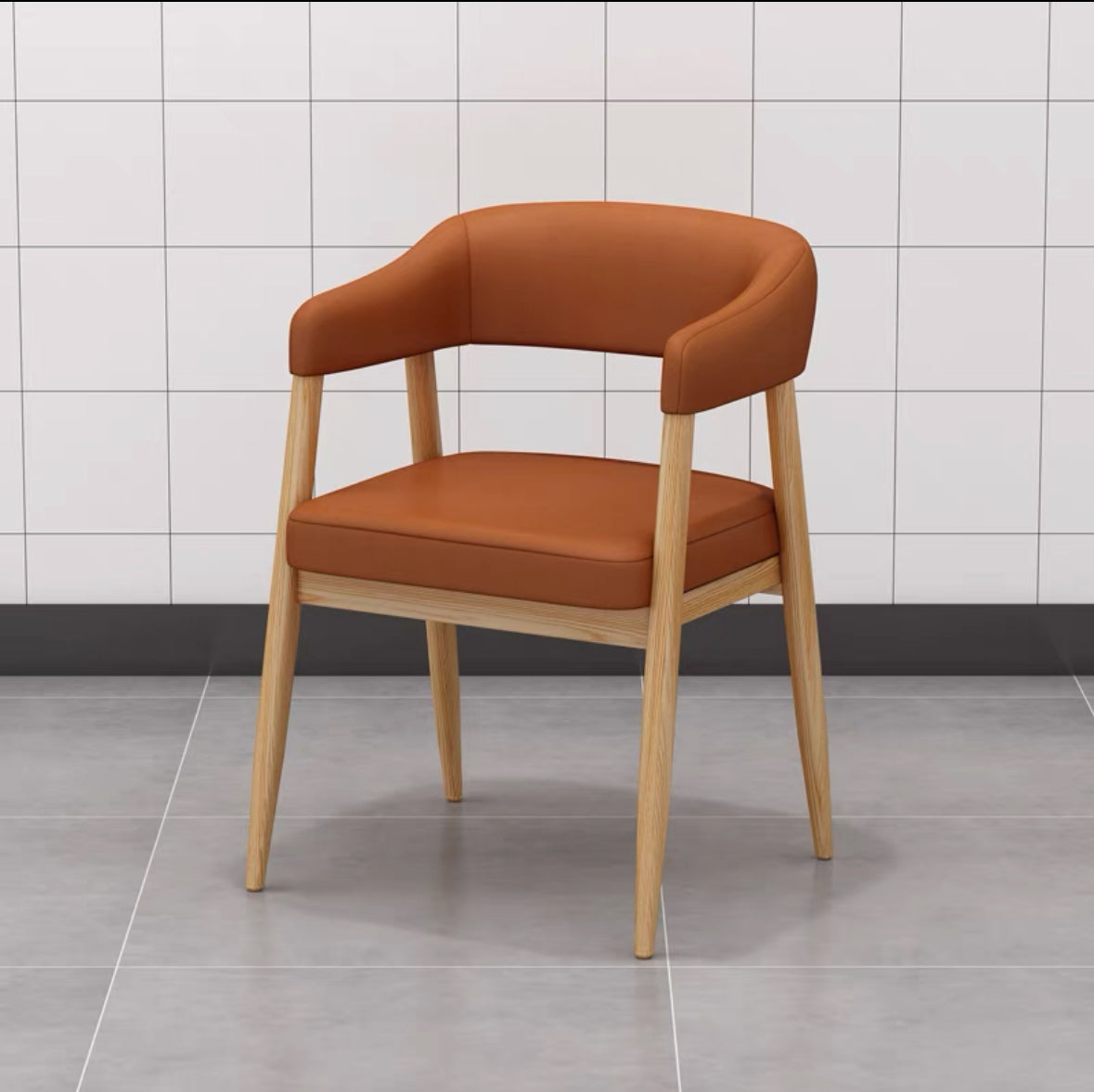 Customized theme restaurant PU solid wood single chair total height 75*side width 50*front width 50*seat height 45