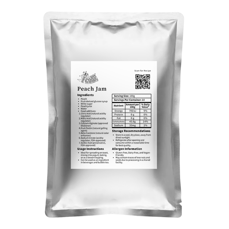 桃果酱 真果肉果酱 水果茶专用 1kg*12包/箱