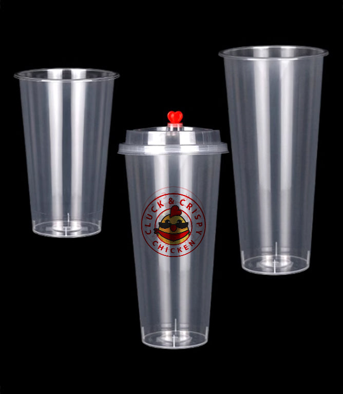 2万个 500ml(90口径)一次性PP注塑杯 配 90注塑盖带红心塞(8.9*5.7*13.7cm)