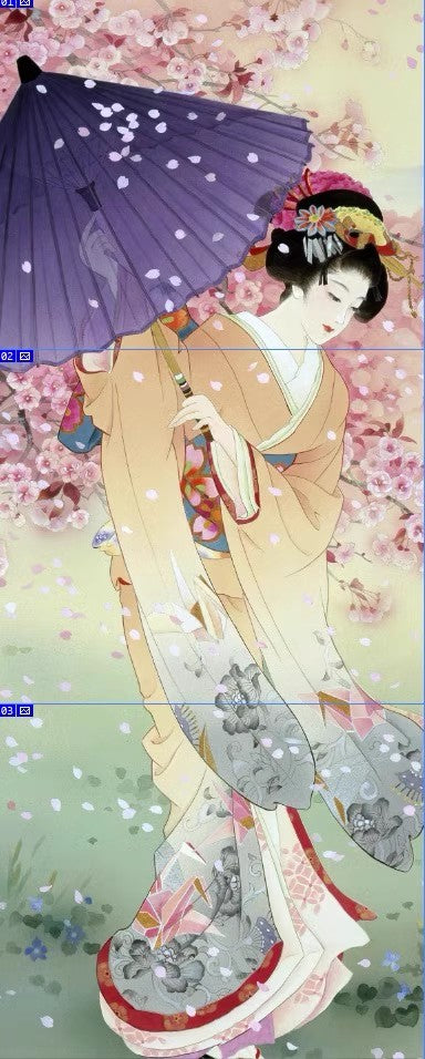 日式挂画 总尺寸121.92cm长*304.8cm高 (分成3张)