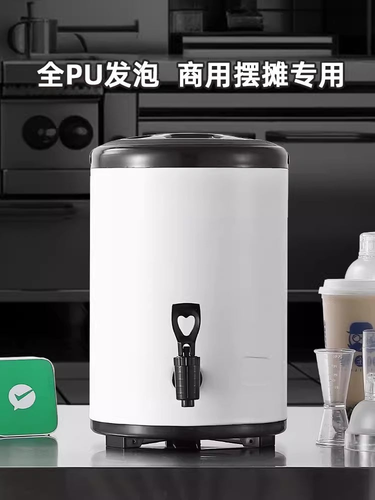 304 stainless steel milk tea bucket commercial stall large capacity soy milk cold drink tea bucket milk tea shop insulation bucket 12L outside: 22.2*42cm inside: 19.5*32cm