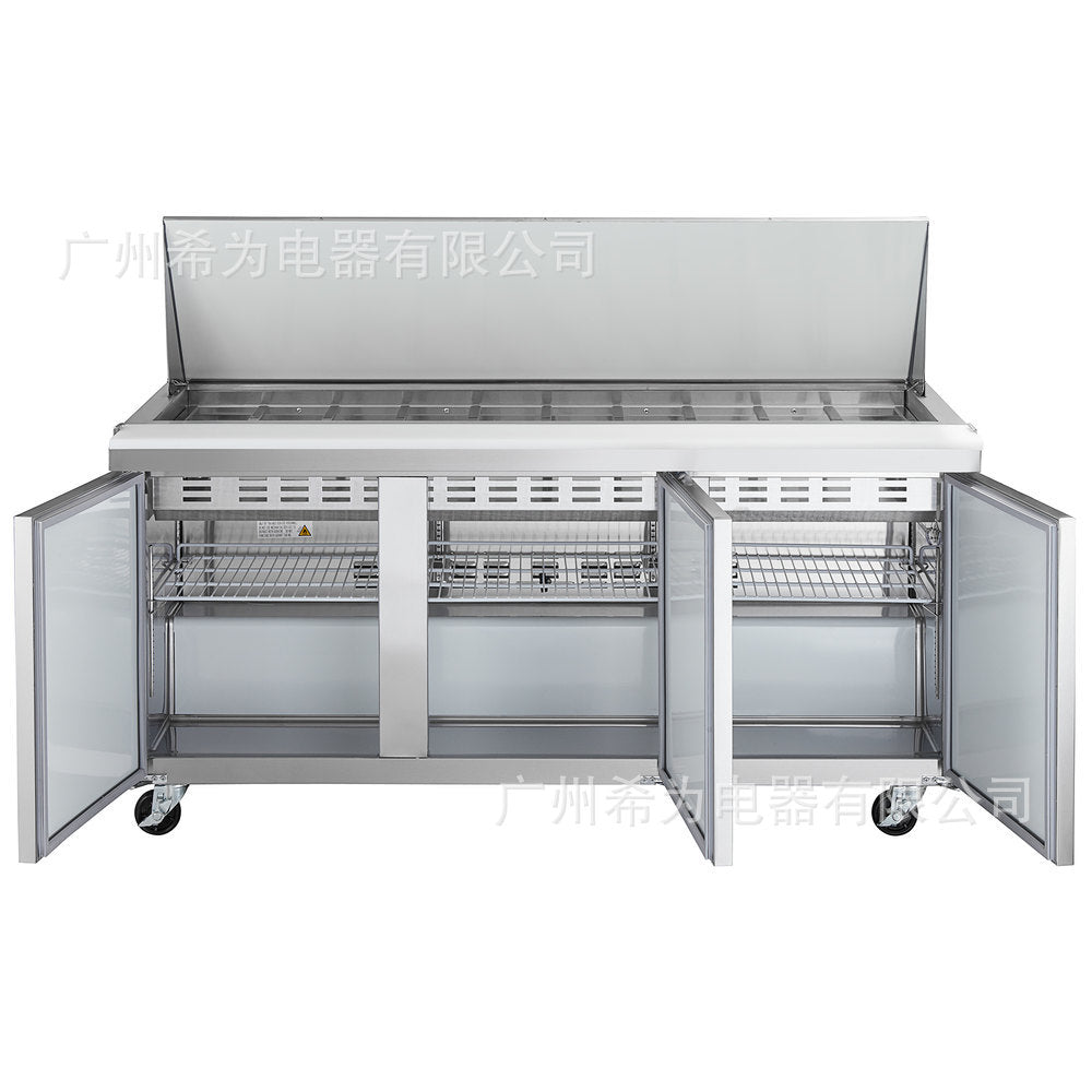 01三门沙拉柜披萨工作台 - 商用蔬菜水果保鲜冷藏展示柜,110V 180*76*85
