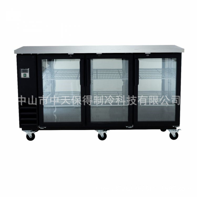 美款黑色风冷吧台啤酒柜 - 饮料冷藏展示柜,110V (180cm*80cm*80cm)
