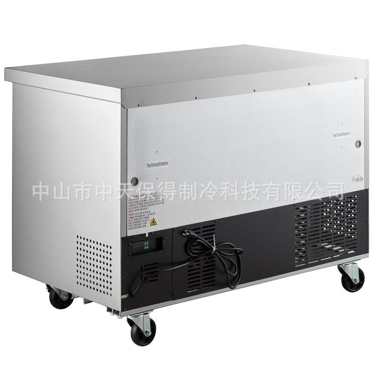 美式双门冷藏工作台 - 奶茶店冷藏冷冻操作台,厨房卧式保鲜平冷工作台,110V 120*76*85