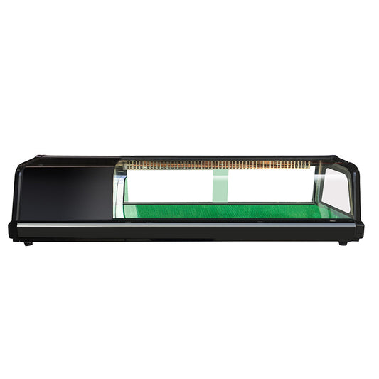 商用寿司刺身柜 - 小型冷藏保鲜台式食品展示柜,110V,长度60英寸,机器在左边