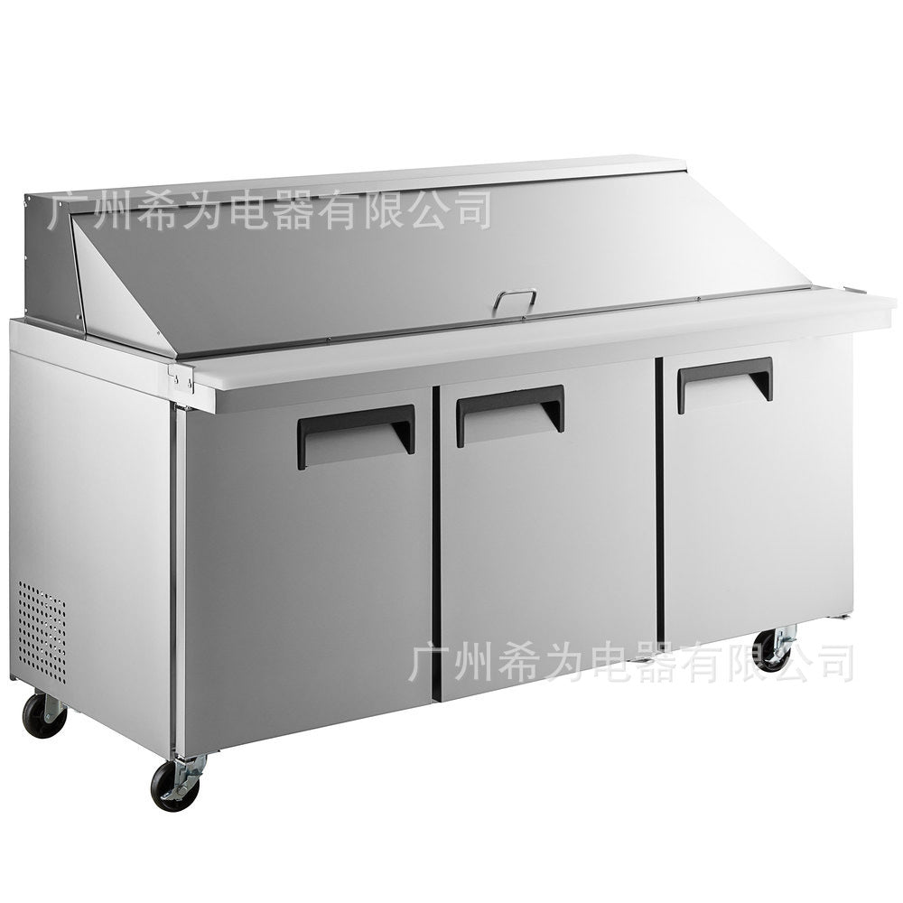 01三门沙拉柜披萨工作台 - 商用蔬菜水果保鲜冷藏展示柜,110V 180*76*85