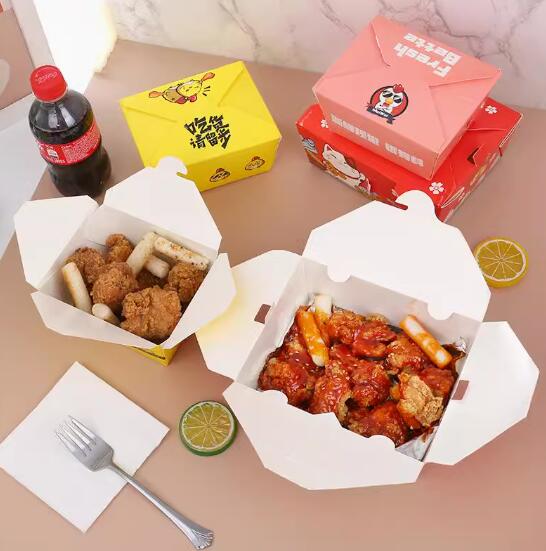 1.8万个 小号 外卖餐盒 食品级一次性餐盒 防水防油 食品级白卡纸(14*13*5cm)
