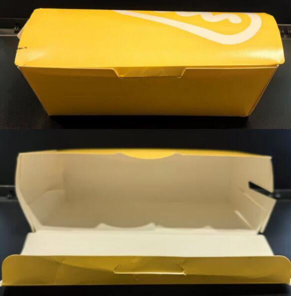 3万个 热狗盒 食品卡内外覆膜 上口19.5*7cm 底径16.5*5cm 高:6.5cm