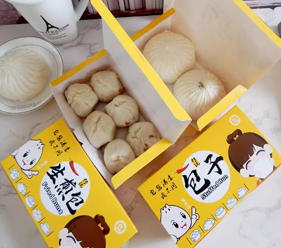 3万个 生煎打包立体盒 6-8个装 300g食品纸+内淋膜(19*13*5cm)