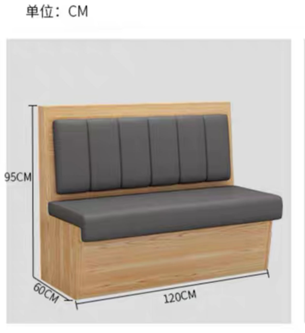 Customized theme restaurant booth sofa solid wood table chair double single side 120*60*95cm