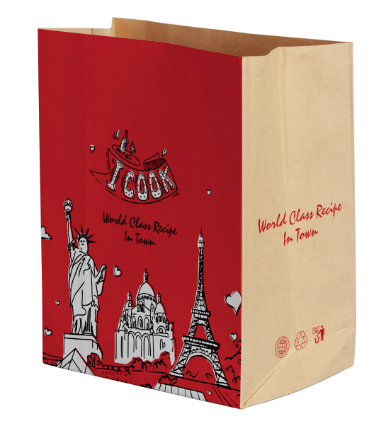 2万个 牛皮纸方底外卖食品袋(80克黄牛皮) 27*34*15cm