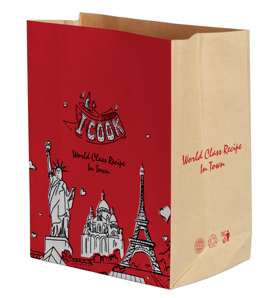 2万个 牛皮纸方底外卖食品袋(80克黄牛皮) 27*34*15cm