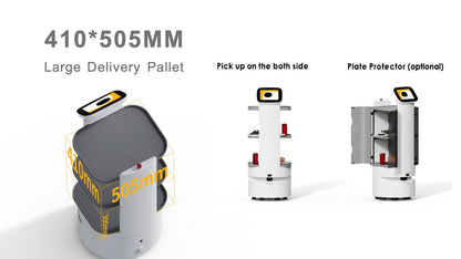 餐饮配送机器人，主要用于餐厅、酒店、KTV、办公楼及其他商业空间的食品和饮料配送