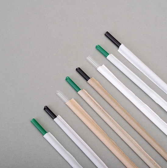 100,000 single transparent environmentally friendly paper individually wrapped food-grade PP straws - size 1.2x24.5cm