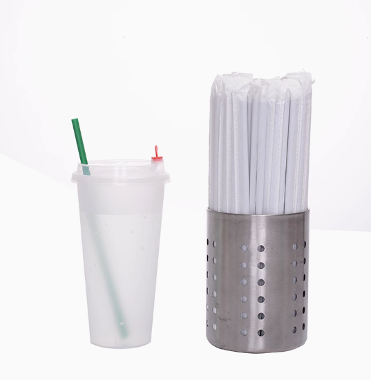 100,000 single transparent environmentally friendly paper individually wrapped food-grade PP straws - size 1.2x24.5cm